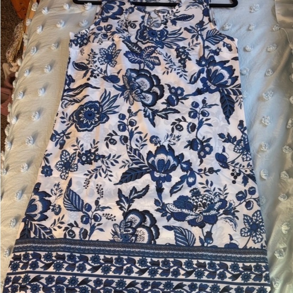 Chic Blue Floral Midi Dress